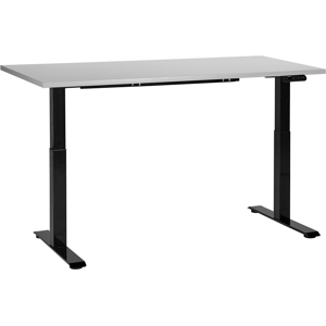 Beliani Electrically Adjustable Desk Grey Tabletop Black Steel Frame 160 x 72 cm Sit and Stand Square Feet Modern Design  Material:Particle Board Size:72x63-128x160