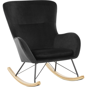 Beliani Rocking Chair Black Velvet Metal Legs Wooden Skates Modern Material:Velvet Size:90x97x71