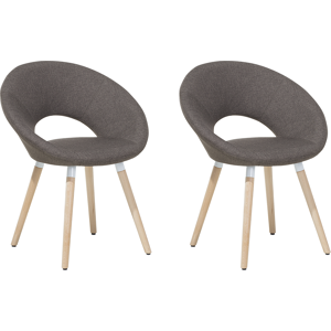 Beliani Set of 2 Dining Chairs Taupe Fabric Upholstery Light Wood Legs Modern Eclectic Style Material:Polyester Size:45x80x66