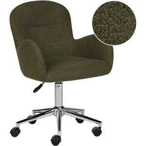 Beliani Office Swivel Chair Green Boucle Height Adjustable Base Modern Home Office Material:Boucle Size:60x79-91x60