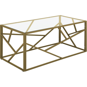 Beliani Coffee Table Gold Metal Frame Glass Top Geometric Glam Design Material:Glass Size:x45x50