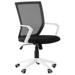 Beliani Office Chair Black Mesh White Frame Swivel Adjustable Material:Mesh Size:55x96-106x55