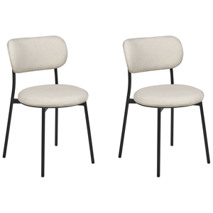 Beliani Set of 2 Dining Chairs Beige Polyester Seats Armless Metal Legs for Dining Room Kitchen  Material:Polyester Size:44x76x43