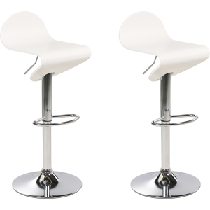 Beliani Set of 2 Bar Stools White with Footstool Swivel Gas Lift Adjustable Height Modern Material:Plywood Size:41x76-98x41