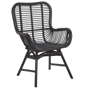 Beliani Accent Chair Black Rattan Modern Indoor Dining Room Living Room Material:Rattan Size:62x96x61