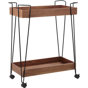 Beliani Kitchen Trolley Black Metal Light Wood 78 cm with Shelves and Castors Industrial Rustic Modern Material:Metal Size:30x78x60