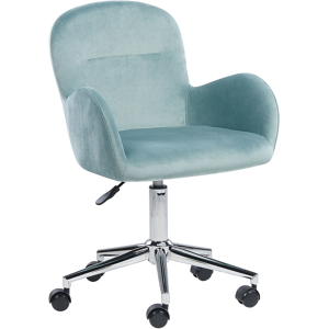 Beliani Office Swivel Chair Mint Velvet Height Adjustable Material:Velvet Size:60x79-91x60