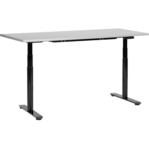 Beliani Electrically Adjustable Desk Grey Tabletop Black Steel Frame 160 x 72 cm Sit and Stand Round Feet Modern Design  Material:Particle Board Size:72x67-132x160