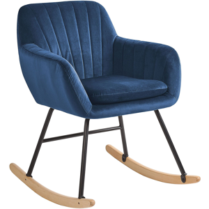 Beliani Rocking Chair Blue Velvet Metal Legs Wooden Skates Modern Material:Velvet Size:74x82x60