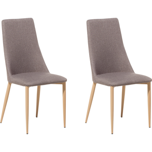 Beliani Set of 2 Dining Chairs Taupe Fabric Upholstered Seat High Back Material:Polyester Size:58x96x47