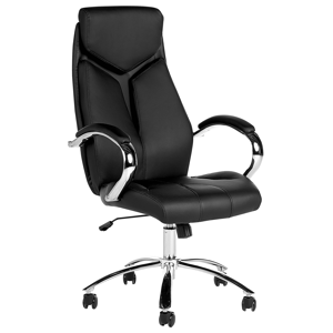 Beliani Office Chair Black Faux Leather Swivel Desk Computer Adjustable Material:Faux Leather Size:72x115-125x63