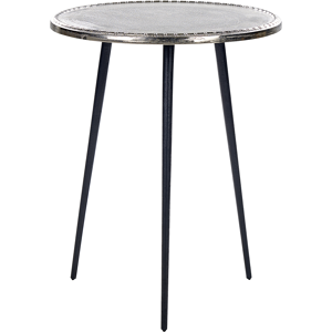 Beliani Side Table Silver and Black Aluminium and Iron Top Round Distressed Retro Home Decor Material:Aluminium Size:x55x43