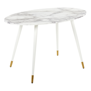 Beliani Dining Table Marble Effect and White MDF and Metal Legs 120 x 70 cm Glossy Finish Oval Glam Material:MDF Size:x75x70