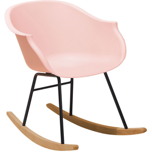 Beliani Rocking Chair Pink Synthetic Material Metal Legs Shell Seat Solid Wood Skates Modern Style Material:Polypropylene Size:82x73x56