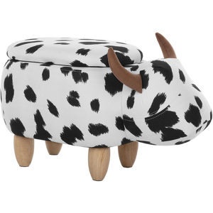 Beliani Animal Cow Children Stool with Storage Black and White Faux Leather Wooden Legs Nursery Footstool Material:Polyester Size:32x35x60