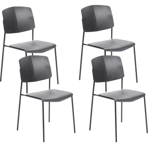 Beliani Set of 2 Dining Chairs Black Plastic Contemporary Modern Design Dining Room Seating Material:Synthetic Material Size:56x83x45