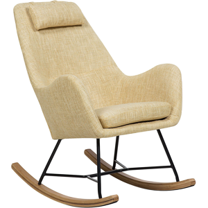 Beliani Rocking Chair Yellow Fabric Metal Legs Wooden Skates Modern Material:Polyester Size:92x116x48