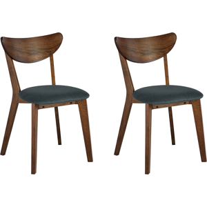 Beliani Set of 2 Dining Chairs Dark Wood Rubberwood Seat Pad Accent Dining Seat Modern Traditional Design Material:Rubberwood Size:46x80x46