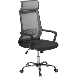 Beliani Office Desk Chair Grey Mesh Back Swivel Gas Lift Adjustable Height with Castors Ergonomic Modern Material:Mesh Size:63x118-126x63