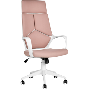 Beliani Office Chair Pink and White Fabric Swivel Desk Computer Adjustable Seat Reclining Backrest Material:Polyester Size:64x116-126x64