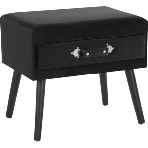 Beliani Side Table with Storage Black Velvet Upholstery Black Legs 46 x 50 x 35 cm Suitcase Material:Velvet Size:35x46x50