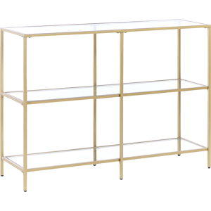 Beliani Console Table Gold Tempered Glass Iron 100 x 30 cm 2 Shelves Rectangular Glam Modern Living Room Bedroom Hallway Material:Tempered Glass Size:30x73x100