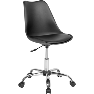 Beliani Desk Chair Black Faux Leather Height Adjustable Computer Office Material:Faux Leather Size:60x79-89x60