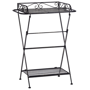 Beliani Side Table Black Metal 40 x 35 cm Folding Wire Top with Shelf Victorian Vintage Design Material:Iron Size:x73x35