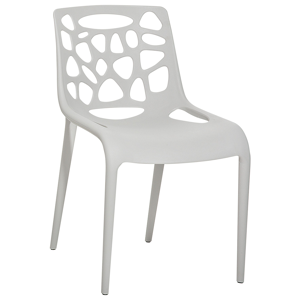 Beliani Chair Light Grey Plastic Seat Carved Pattern Back Kitchen Chair Material:Synthetic Material Size:54x79x46