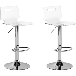 Beliani Set of 2 Bar Stools Transparent Acrylic Swivel Gas Lift Adjustable Height Modern Material:Acrylic Size:38x102x38