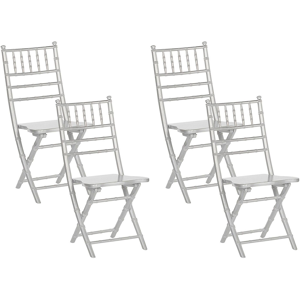 Beliani Set of 4 Folding Chairs Silver Beechwood Dining Room Chairs Contemporary Style Material:Beechwood Size:40x85x39