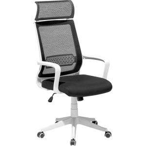 Beliani Office Desk Chair Black Mesh Back Swivel Gas Lift Adjustable Height with Castors Ergonomic Modern Material:Polyester Size:63x114-123x63