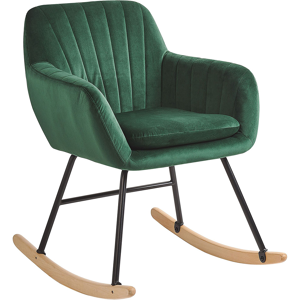 Beliani Rocking Chair Green Velvet Metal Legs Wooden Skates Modern Material:Velvet Size:74x82x60