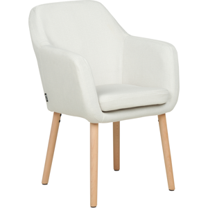 Beliani Dining Chair White Velvet Upholstery Wooden Legs with Armrests Classic Style Living Space Furniture Material:Velvet Size:46x82x56