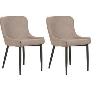 Beliani Set of 2 Dining Chairs Taupe Fabric Upholstered Material:Polyester Size:62x82x52