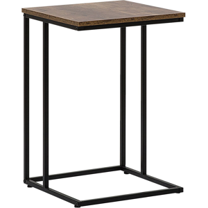 Beliani Side End Table Dark Wood Top Black Metal Frame U-Shaped Modern Industrial Style Cantilever Particle Board Top Living Room Material:Particle Board Size:x61x40