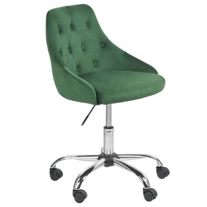Beliani Office Swivel Chair Emerald Green Velvet Height Adjustable Button Back Material:Velvet Size:60x75-85x60