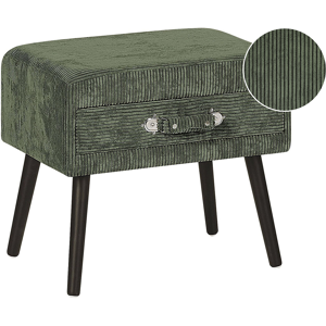 Beliani Side Table with Storage Dark Green Corduroy Black Legs 46 x 50 x 35 cm Suitcase Material:Corduroy Size:35x46x50