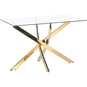 Beliani Dining Table Gold Tempered Glass Top Rectangular 120 x 70 cm 4 Person Capacity Modern Design Material:Tempered Glass Size:x76x70