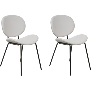 Beliani Set of 2 Dining Chairs Light Grey Velvet  Leg Caps  Black Iron Legs Contemporary Retro Design Dining Room Seating Material:Velvet Size:52x80x50