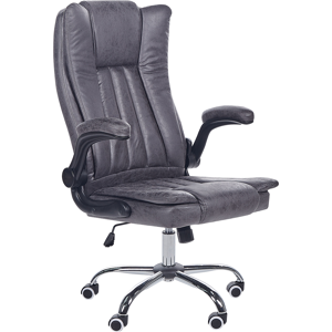 Beliani Executive Office Chair Graphite Faux Leather Gas Lift Height Adjustable Swivel Function with Footrest and Headrest Padded Armrests Material:Faux Leather Size:50x114-124x63