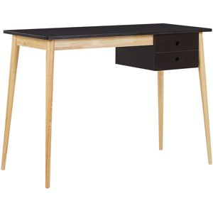 Beliani Home Office Desk Black and Light Wood MDF Wood 106 x 48 cm with Drawer Retro Material:MDF Size:48x77x106