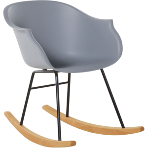 Beliani Rocking Chair Grey Synthetic Material Metal Legs Shell Seat Solid Wood Skates Modern Scandinavian Style Material:Polypropylene Size:82x73x56