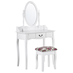 Beliani Dressing Table White Drawer Living Room Furniture Retro Design Material:MDF Size:40x142x80