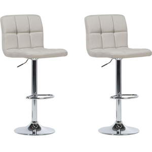 Beliani Set of 2 Kitchen Bar Stools Beige Swivel Adjustable Height Material:Polyester Size:39x114x45