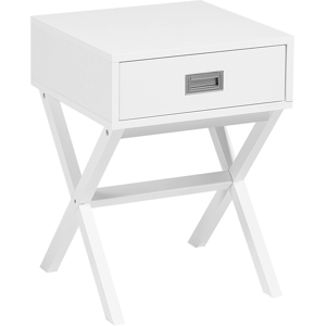 Beliani Bedside Table White Rectangular Top Storage Drawer Wooden Legs Scandinavian Material:MDF Size:40x55x40