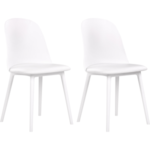 Beliani Set of 2 Dining Chairs White Synthetic Padded Seat Kitchen Seats Modern Minimalist Living Room Material:Synthetic Material Size:43x82x45