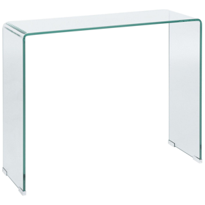 Beliani Console Table Transparent 90 x 30 cm Rectangular Minimalist Material:Tempered Glass Size:30x75x90