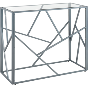 Beliani Console Table Transparent Glass Top Silver Metal Frame 85 x 40 cm Glam Modern Material:Glass Size:40x85x100