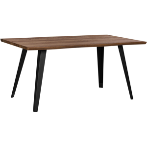 Beliani Dining Table Dark Wood 160 x 90 cm Black Metal Legs Kitchen Material:MDF Size:x76x90